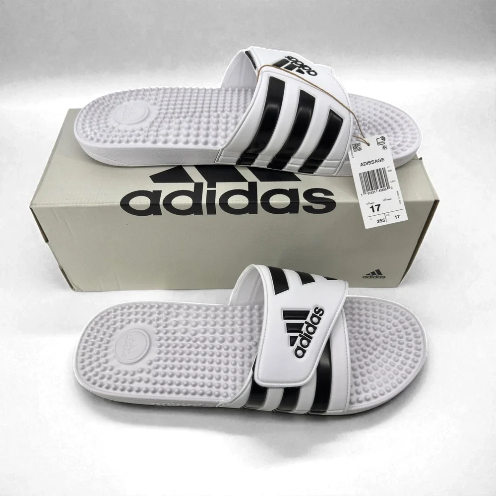 Adidas White Adissage Flip Flop Slides Sandals Mens Size 17